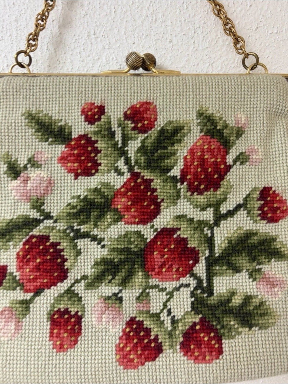 1960s Complete Vintage
Needlepoint Strawberry Bag SET | Mint MCM 🍓🧚‍♀️🍄 - Picture 2 of 12